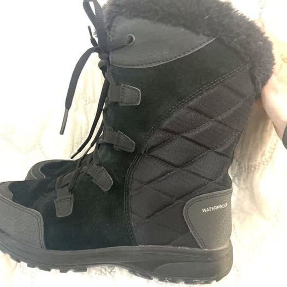 Columbia Boots Women’s 8.5 Ice Maiden 2 Black Winter Faux Fur Lace Up - Picture 5 of 10